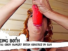 15 Trailer-Cock hungry bitch covered in spunk after deep-throating humungous dildos - BeingBoth - Remastered